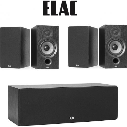  Elac (2 Pairs) B6.2 Debut 2.0 Bookshelf Speakers Debut C6.2 Aramid-Fiber Center-Channel Speaker Bundle