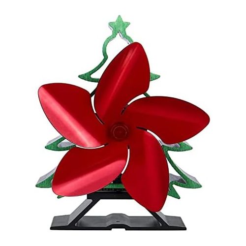  ELAUK Side Burners Outdoor Stove 5 Blades Christmas Tree Shape Stove Fan Heat Powered Wood Burner Fireplace Fan (Color : Red)