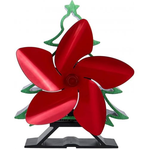  ELAUK Side Burners Outdoor Stove 5 Blades Christmas Tree Shape Stove Fan Heat Powered Wood Burner Fireplace Fan (Color : Red)