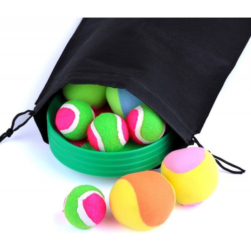  ELCOHO 6.1 Inches Toss and Catch Sports Game Set Adjustable Self-Stick Paddles and Toss Ball Sports with Storage Bag for Outdoor Activities, 4 Paddles and 6 Balls, Green