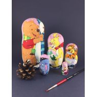 /ELDoLLorado Nesting Doll for Kids Winnie The Pooh Matryoshka Doll 7 5pcs Animal Doll Kids Room Decor