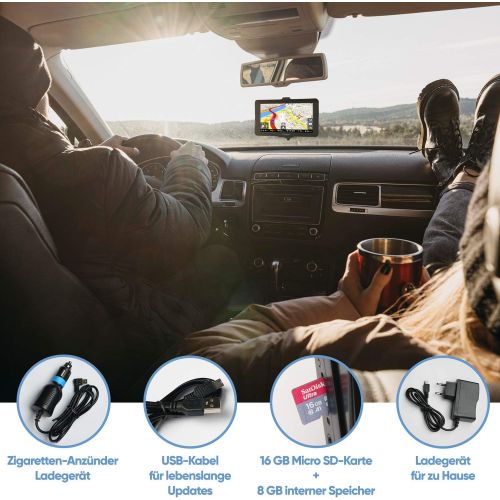  Elebest City 70A+ Navigation Device Car, Truck, Caravan, Large 7 Inch HD Display, Sun Visor, Lane Assistant, Bluetooth, Radar Detector, EU Map, Current 3D Map Material