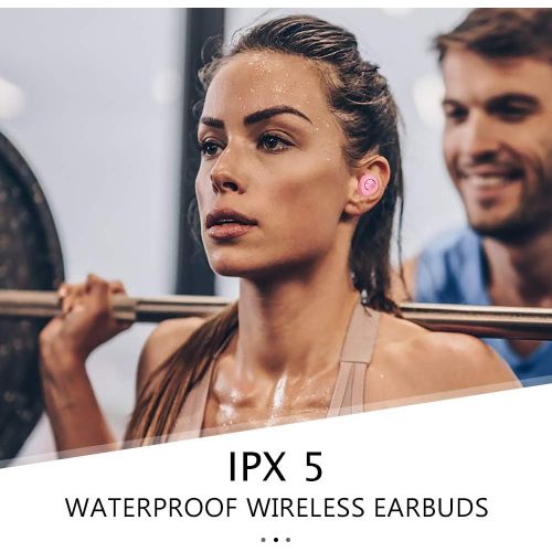  [아마존핫딜][아마존 핫딜] ELECDER Elecder D11 True Wireless Earbuds Bluetooth 5.0 Headphones in Ear with Microphone, IPX5 Waterproof, Charging Case for Workout,Running in-Ear Headphones(Pink)