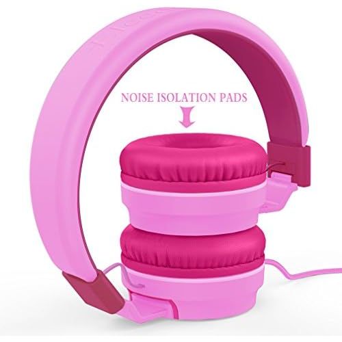  [아마존베스트]ELECDER Elecder i36 Kids Headphones Children Girls Boys Teens Foldable Adjustable On Ear Headphones 3.5mm Jack Compatible iPad Cellphones Computer Kindle MP3/4 Airplane School Tablet Pink/