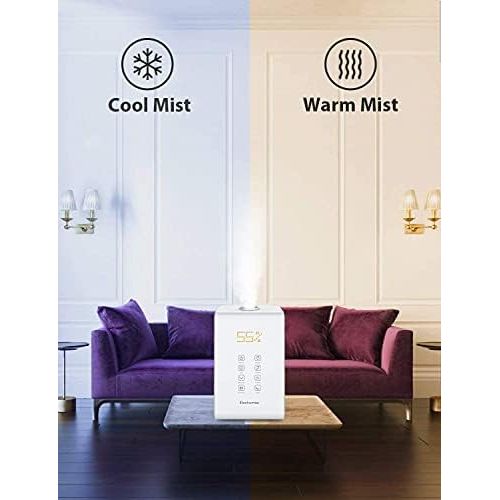  [아마존베스트]Elechomes SH8820 Ultrasonic Humidifier 5.5L Vaporizer Warm Mist Humidifier for Large Bedroom Babies with Remote Control Humidity Monitoring 12-40h 550ml/h Max Humidity (White)