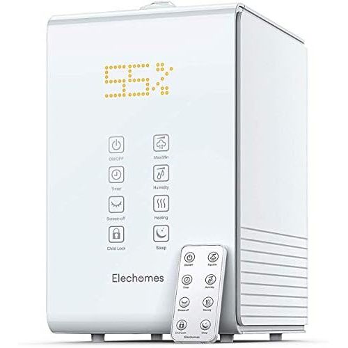  [아마존베스트]Elechomes SH8820 Ultrasonic Humidifier 5.5L Vaporizer Warm Mist Humidifier for Large Bedroom Babies with Remote Control Humidity Monitoring 12-40h 550ml/h Max Humidity (White)