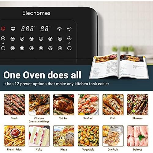  Elechomes AG82B Hot Air Fryer 17.5 L Air Fryer 1700 W No Oil Dehydrator Double Fan Digital LED Touch Screen 12 Programmes 145 Recipes