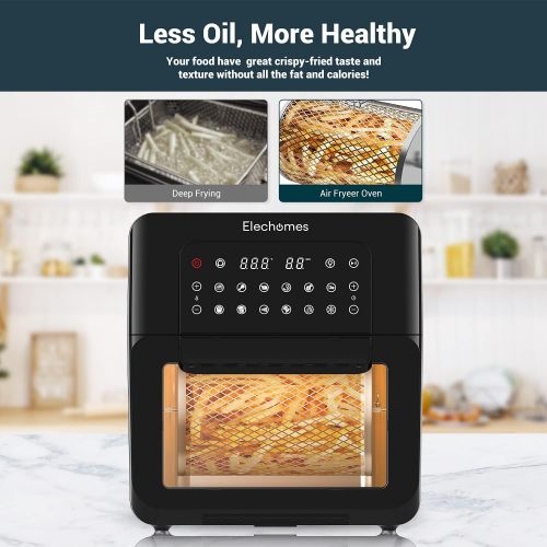  Elechomes AG82B Hot Air Fryer 17.5 L Air Fryer 1700 W No Oil Dehydrator Double Fan Digital LED Touch Screen 12 Programmes 145 Recipes