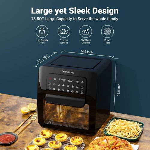  Elechomes AG82B Hot Air Fryer 17.5 L Air Fryer 1700 W No Oil Dehydrator Double Fan Digital LED Touch Screen 12 Programmes 145 Recipes