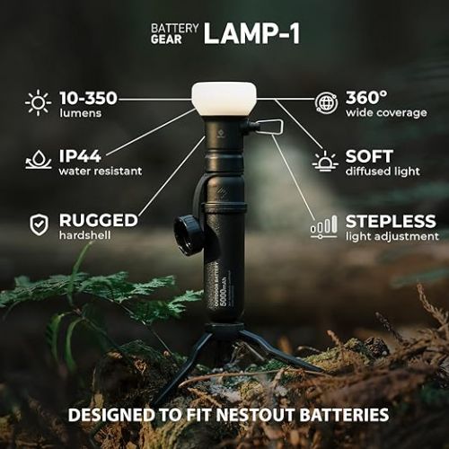  ELECOM NESTOUT 15000mAh Outdoor Power Bank + 4-Panel Solar Panel Charger + LAMP-1 LED 300 Lumen Soft Lantern - Beige