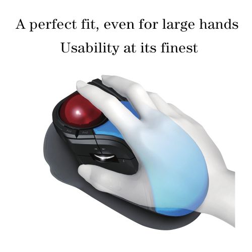  ELECOM M-HT1URBK Wired Trackball Mouse Larger, Ergonomic Design, 8-Button Function with Smooth Tracking, Precision Optical Gaming Sensor for Home, Work, Office