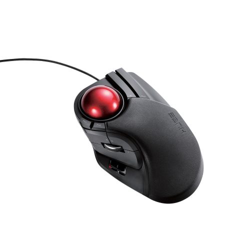  ELECOM M-HT1URBK Wired Trackball Mouse Larger, Ergonomic Design, 8-Button Function with Smooth Tracking, Precision Optical Gaming Sensor for Home, Work, Office