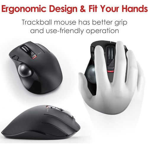  ELECOM 2.4GHz Wireless Thumb-Operated Trackball Mouse, 6-Button Function with Smooth Tracking, Precision Optical Gaming Sensor (M-XT3DRBK)