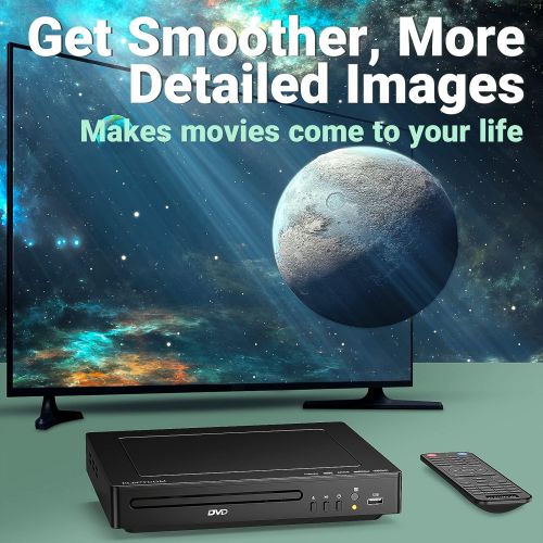  [아마존베스트]DVD Player, ELECTCOM DVD Player for TV, HD 1080p Upscaling, RCA & HDMI Port(HDMI & AV Cable Included), All Region Free, USB Input, Built-in PAL/NTSC System, Remote Control Included