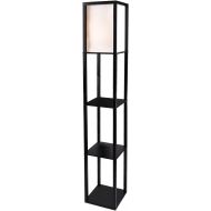 [아마존 핫딜] ELECWISH USIL10082 Shelf Floor Lamp with Linen Shade, UL Listed, Wooden Frame, Switch On/Off, Etagere Organizer Shelf, 63 H, Black