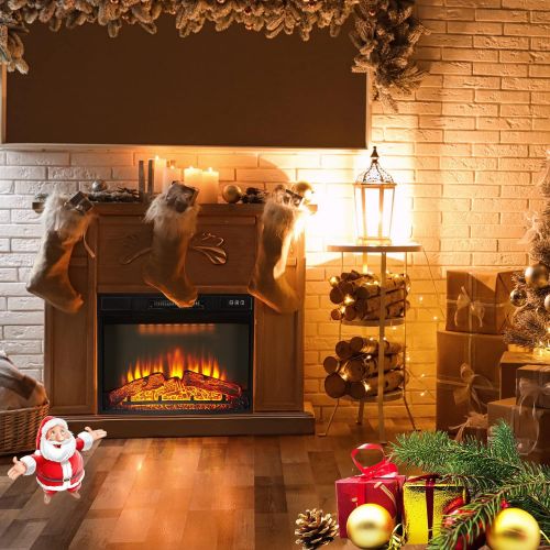  ELEGANT 23 Electric Fireplace Insert with a Remote Control 3D Realistic Flame Effect Heater Adjustable Lightness and Overheating for Home Room Black Electric Fireplaces TV Stand