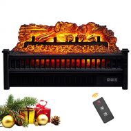 ELEGANT Electric Fireplace Logs with Heater 23 Remote Control Fireplace Insert Log Heater with Adjustable Brightness Realistic Flame and Ember Bed Fake Fireplace Logs with Lights