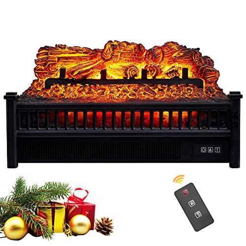  ELEGANT Electric Fireplace Logs with Heater 23 Remote Control Fireplace Insert Log Heater with Adjustable Brightness Realistic Flame and Ember Bed Fake Fireplace Logs with Lights