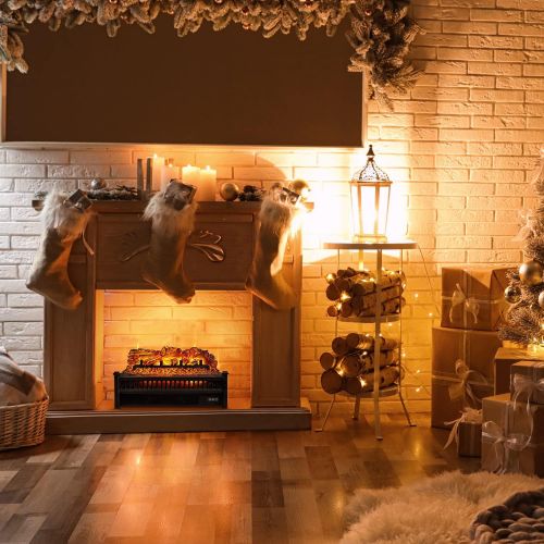  ELEGANT Electric Fireplace Logs with Heater 23 Remote Control Fireplace Insert Log Heater with Adjustable Brightness Realistic Flame and Ember Bed Fake Fireplace Logs with Lights