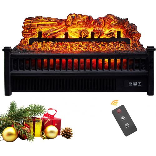  ELEGANT Electric Fireplace Logs with Heater 23 Remote Control Fireplace Insert Log Heater with Adjustable Brightness Realistic Flame and Ember Bed Fake Fireplace Logs with Lights