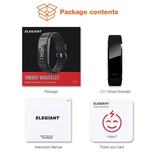  ELEGIANT Fitness Armband, Fitness Tracker Pulsmesser Wasserdicht IP67 Smartwatch Schrittzahler Aktivitatstracker Pulsuhr Sportuhr Damen Herren Anruf SMS SNS Whatsapp Vibrationsalar