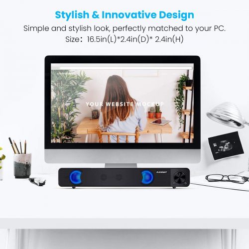  [아마존 핫딜]  [아마존핫딜]Computer Speakers, ELEGIANT Wired Computer Sound Bar, Stereo USB Powered Mini Soundbar Speakers for PC Tablets Laptop Desktop Projector Cellphone, Black