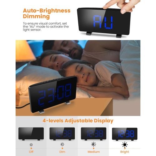  [아마존 핫딜] Digital Alarm Clock, ELEGIANT Alarm Clocks for Bedrooms with FM Radio, Dual Alarms, 6.7 LED Screen, USB Port for Charging, 4 Brightness, 12/24H, Automatic Dimmer, Snooze Digital Cl