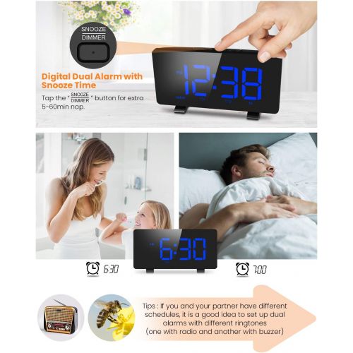 [아마존 핫딜] Digital Alarm Clock, ELEGIANT Alarm Clocks for Bedrooms with FM Radio, Dual Alarms, 6.7 LED Screen, USB Port for Charging, 4 Brightness, 12/24H, Automatic Dimmer, Snooze Digital Cl