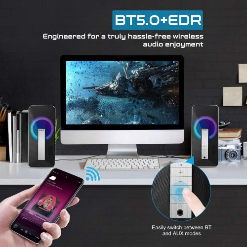  [아마존베스트]Computer Speakers, ELEGIANT 10W Wired and Wireless Computer Sound Bar, Support Bluetooth and AUX Mode, Stereo Dual-Channel Multimedia Soundbar Speakers for PC Desktop Laptop Tablet