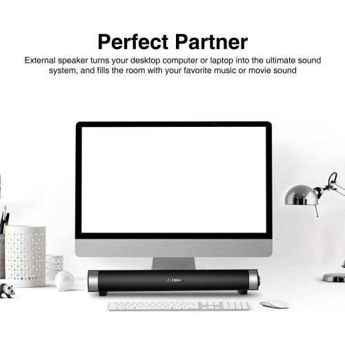  [아마존베스트]ELEGIANT USB Powered Sound Bar Speakers for Computer Desktop Laptop PC, Black