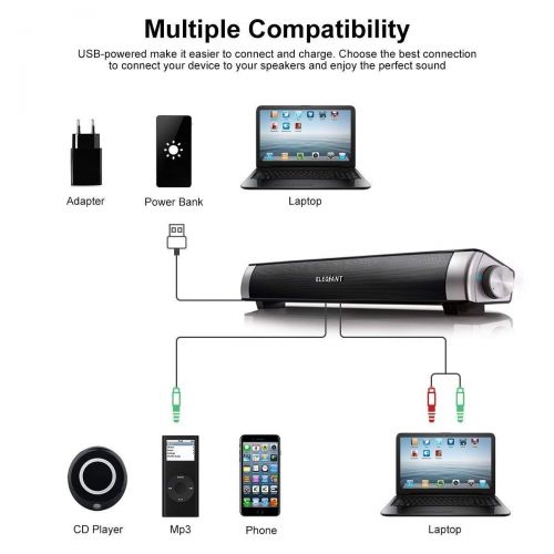  [아마존 핫딜]  [아마존핫딜]ELEGIANT Computer Lautsprecher, Elegante Wired PC Lautsprecher tragbare Stereo USB Lautsprecher Boxen Mini Soundbar Sound Box fuer PC Computer Desktop Notebook Smartphone