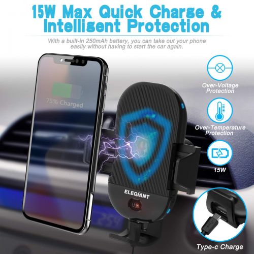  [아마존 핫딜]  [아마존핫딜]ELEGIANT Handyhalterung Auto Wireless Charger Qi KFZ Handyhalter mit Infrarot Sensor Handy Halterung Induktions Ladegerat 15W MAX mit Lueftungshalterung fuer Galaxy iPhone alle Qi Fa