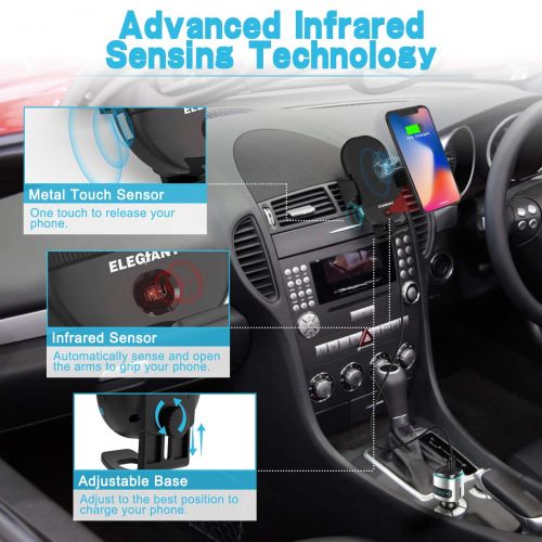  [아마존 핫딜]  [아마존핫딜]ELEGIANT Handyhalterung Auto Wireless Charger Qi KFZ Handyhalter mit Infrarot Sensor Handy Halterung Induktions Ladegerat 15W MAX mit Lueftungshalterung fuer Galaxy iPhone alle Qi Fa