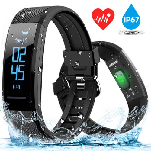  [아마존 핫딜]  [아마존핫딜]ELEGIANT Fitness Armband, Fitness Tracker Pulsmesser Wasserdicht IP67 Smartwatch Schrittzahler Aktivitatstracker Pulsuhr Sportuhr Damen Herren Anruf SMS SNS Whatsapp Vibrationsalar