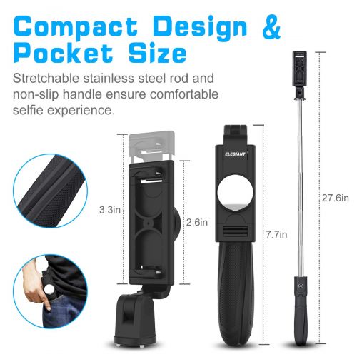  [아마존 핫딜]  [아마존핫딜]ELEGIANT Selfie Stick, Bluetooth Selfiestick Stativ 3 in 1 Selfie-Stange Selfie Stab mit Bluetooth-Fernausloeser Tripod Dreifuss erweiterbar Monopod Wireless 360°drehnbar fuer Smartph