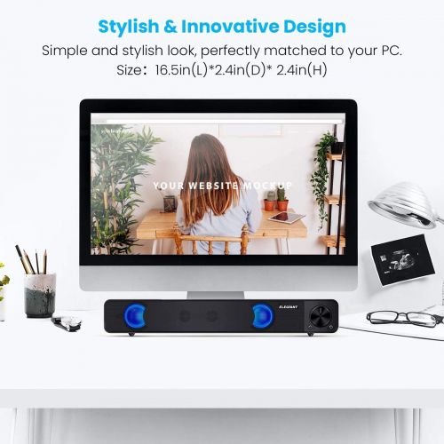  [아마존 핫딜] [아마존핫딜]PC Lautsprecher, ELEGIANT USB Computer Lautsprecher Portable mini Soundbar tragbar Subwoofer Wired LED Musikbox boombox mit Dual Treiber rein bass fuer PC Computer, Laptop, Notebook