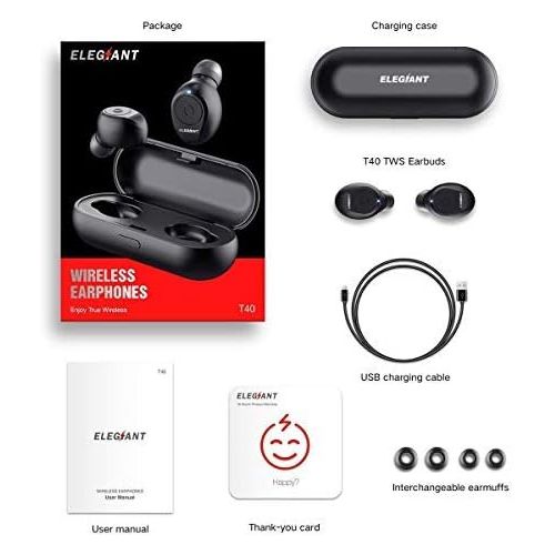  [아마존 핫딜] [아마존핫딜]ELEGIANT Bluetooth Kopfhoerer, TWS True Wireless Kopfhoerer in Ear Bluetooth 4.2 Stereo drahtlos Kopfhoerer Ohrstoepsel Wireless Earbuds Earphone Sport Kopfhoerer kabellos Ohrhoerer mit