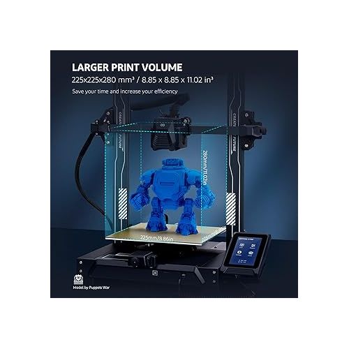  ELEGOO Neptune 3 Pro FDM 3D Printer with Auto Bed Leveling, Dual-Gear Direct Extruder, Dual Lead Screw Drive, Removable Capacitive Screen, 8.85x8.85x11in Large Printing Size