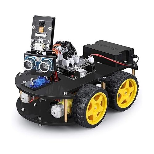  ELEGOO UNO R3 Smart Robot Car Kit V4 for Arduino, Line Tracking Module, Ultrasonic Sensor, STEM Toys for Boys, Girls, Science/Coding/Building/Electronic Kit, Gifts for Kids, Teens, Adults, Cool Gadget