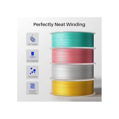  ELEGOO Silk PLA Filament 1.75mm Coral Pink 1KG, Shiny 3D Printer Filament Dimensional Accuracy +/- 0.02mm, 1kg Spool(2.2lbs) Fits for Most FDM 3D Printers