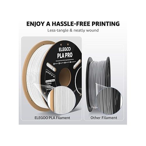 ELEGOO PLA PRO Filament 1.75mm Black 1KG, 30-250mm/s Printing Speed Improved Rigidity 3D Printer Filament Dimensional Accuracy +/- 0.02mm, 1kg Spool (2.2lbs)