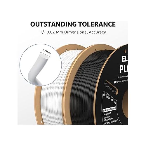  ELEGOO PLA PRO Filament 1.75mm Black 1KG, 30-250mm/s Printing Speed Improved Rigidity 3D Printer Filament Dimensional Accuracy +/- 0.02mm, 1kg Spool (2.2lbs)