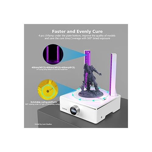  ELEGOO Mercury XS Bundle with Separate Wash and Cure Station for Large Resin 3D Printed Models, Compatible with Saturn and Mars LCD 3D Printers, with a Handheld UV Lamp