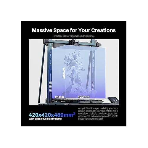  ELEGOO Neptune 4 Max 3D Printer, 500mm/s High Speed Printing, 300°C High temperature Nozzle, Auto Leveling and Direct Drive Extruder, 16.53x16.53x18.89 Large Inch Printing Size