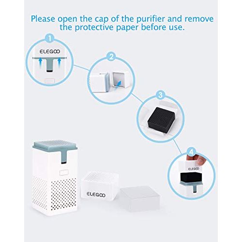  Elegoo Mini Air Purifier with Activated Carbon Filter and Universal Adapter for LCD, DLP, MSLA Resin 3D Printer Set of 2