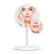 ELEHOT Makeup Mirror 5X Magnifying Lighted Desktop Vanity Mirror Adjustable Height Cosmetic Magnification with Lights Wireless Tabletop Mirror Rotates 360°