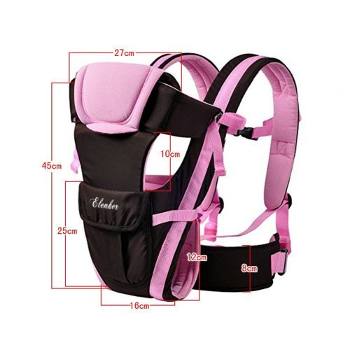  ELENKER Adjustable 4 Positions Carrier 3D Backpack Pouch Bag Wrap Soft Structured Ergonomic Sling Front Back Newborn Baby Infant Pink