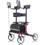 [아마존핫딜][아마존 핫딜] ELENKER Upright Walker,Stand Up Folding Rollator Walker Back Erect Rolling Mobility Walking Aid with Backrest Seat and Padded Armrests for Seniors and Adults,Red
