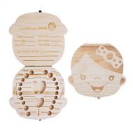 [아마존베스트]ELENKER Baby Teeth Box Save Wooden Boxes Deciduous Souvenir Box, Child Keepsake Holder Organizer (Girl)-Perfect Gift for Couples