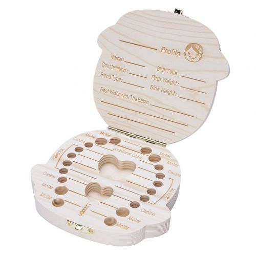  [아마존베스트]ELENKER Baby Teeth Box Save Wooden Boxes Deciduous Souvenir Box, Child Keepsake Holder Organizer (Girl)-Perfect Gift for Couples